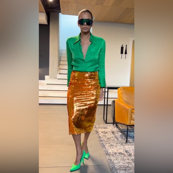 ZARA SEQUIN KNIT SKIRT - Picture 3 of 12